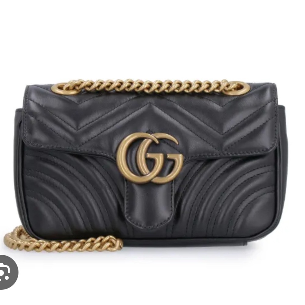 Gucci: GG MARMONT SMALL SHOULDER BAG (Brass & Black)🖤